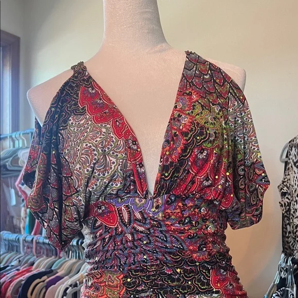 Boston Proper Black Multicolor Paisley Blouse - Picture 3 of 8